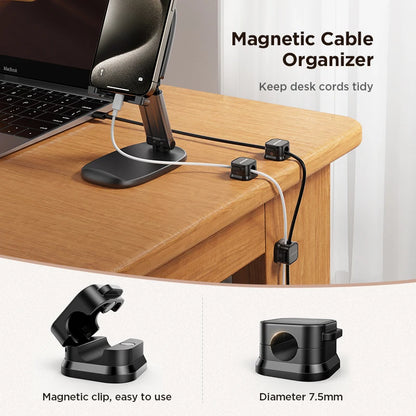 Magnetic Cable Clips - Adjustable Under Desk Cord Organizer for Tangle-Free Cable Management